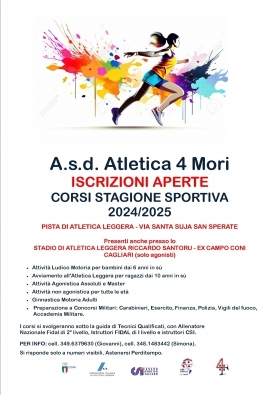 Asd Atletica 4 Mori - Corsi Stagione Sportiva 2024/2025 - Asd Atletica 4 Mori