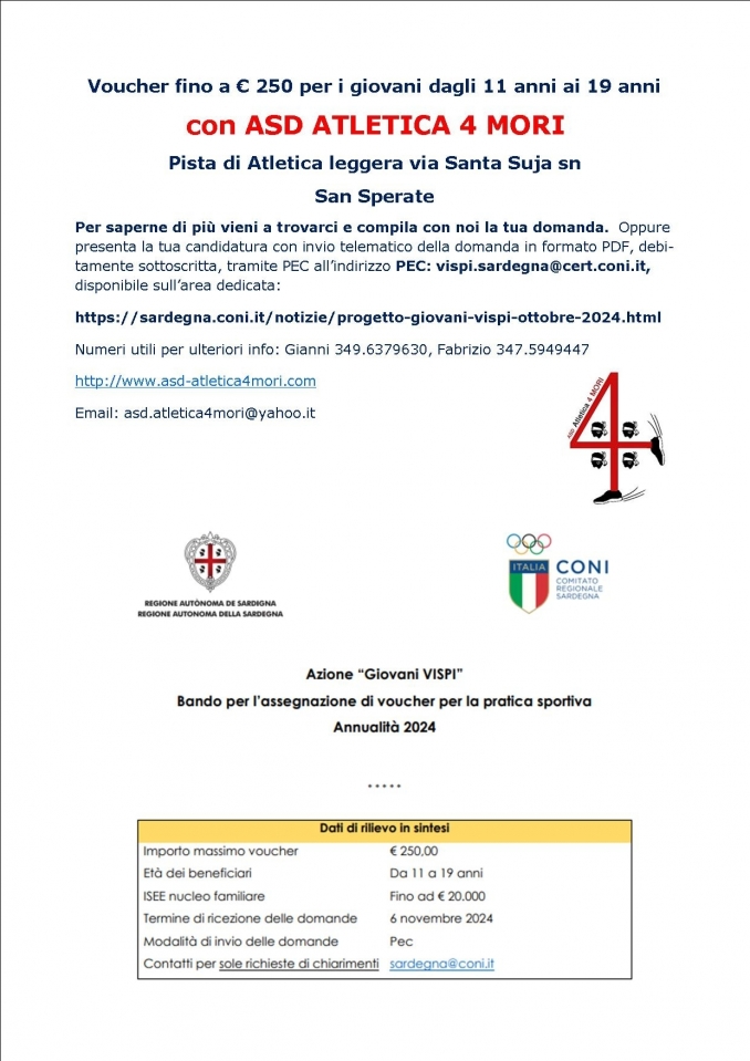 Asd Atletica 4 Mori - Corsi Stagione Sportiva 2024/2025 - Asd Atletica 4 Mori